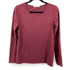 Peruvian Connection Red Long Sleeve Pima Cotton Lycra Blend Top